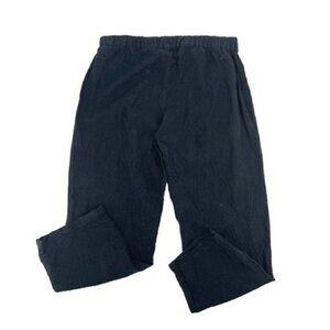 Jarbo 100% Linen High Waist Tapered Leg Pants Lagenlook Black size Large